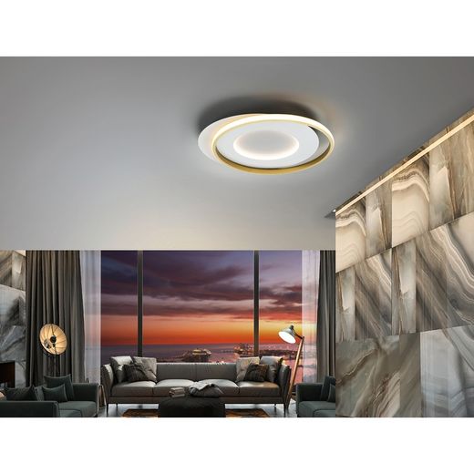 LED-Deckenleuchte aus Metall und goldfarbenem Aluminium, 58 x 50 x 6 cm | Gliedmaßen