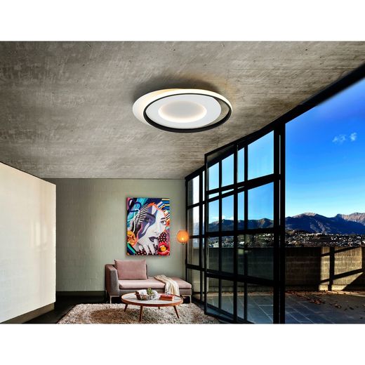 Plafon LED metal e alumínio preto, 58 x 50 x 6 cm | membros