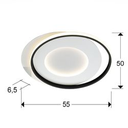 Plafon LED metal e alumínio preto, 58 x 50 x 6 cm | membros