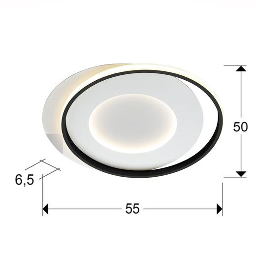 Plafon LED metal e alumínio preto, 58 x 50 x 6 cm | membros
