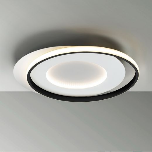 Plafon LED metal e alumínio preto, 58 x 50 x 6 cm | membros