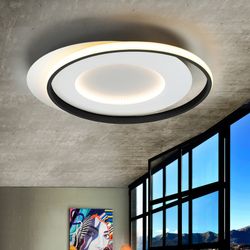 Plafon LED metal e alumínio preto, 58 x 50 x 6 cm | membros