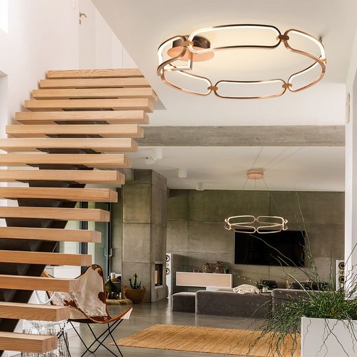 Metalowa lampa sufitowa Led L Colette Rose Gold, Ø80x16cm