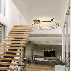 Metalowa lampa sufitowa Led L Colette Rose Gold, Ø80x16cm