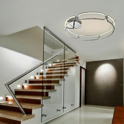 Metal Led L ceiling lamp Colette Silver, Ø80x16cm