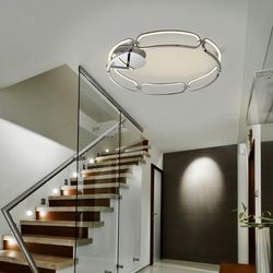 Metal Led L ceiling lamp Colette Silver, Ø80x16cm