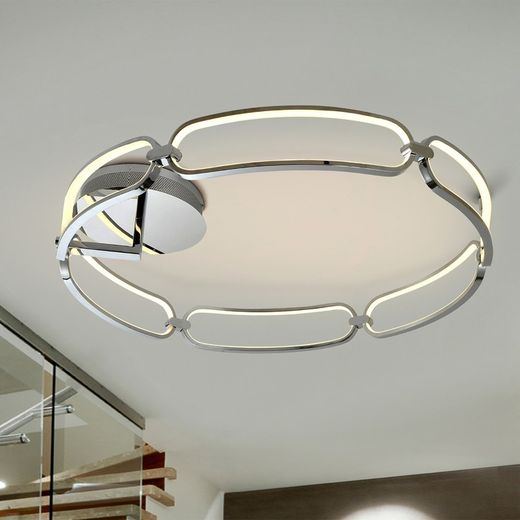 Metal Led L ceiling lamp Colette Silver, Ø80x16cm