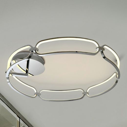 Metal Led L ceiling lamp Colette Silver, Ø80x16cm