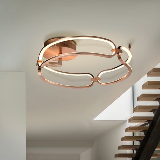 Metal Led S ceiling lamp Colette Rose Gold, Ø47x16cm