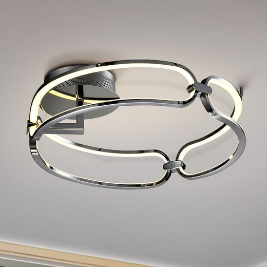 Μεταλλικό φωτιστικό οροφής Led S Colette Ασημί, Ø47x16cm