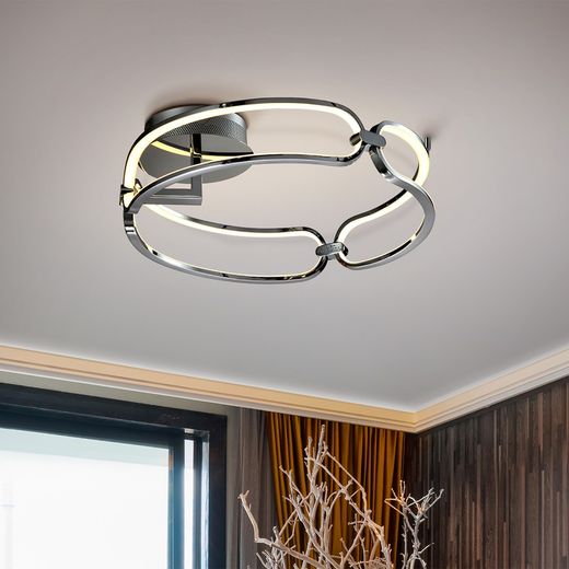 Μεταλλικό φωτιστικό οροφής Led S Colette Ασημί, Ø47x16cm