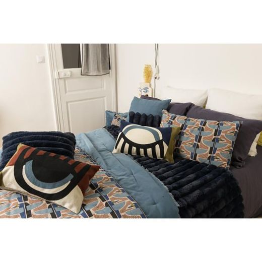 Cotton plaid in steel blue, 200 x 140 cm | Titou