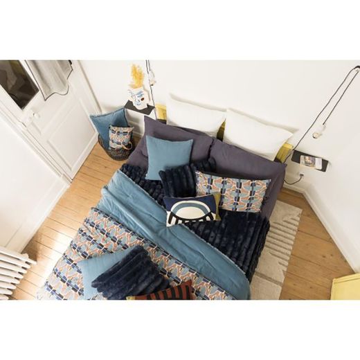 Cotton plaid in steel blue, 200 x 140 cm | Titou