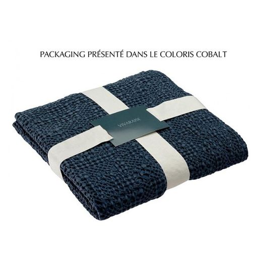 Cobalt blue cotton plaid, 200 x 140 cm | Tana