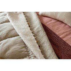 Cotton plaid in sienna, 200 x 140 cm | Gastounet