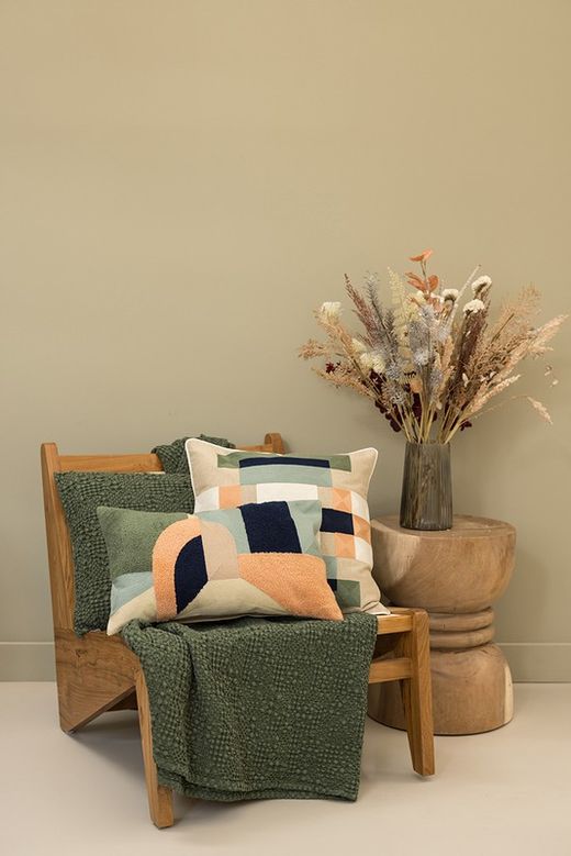 Olive green cotton plaid, 200 x 140 cm | Tana