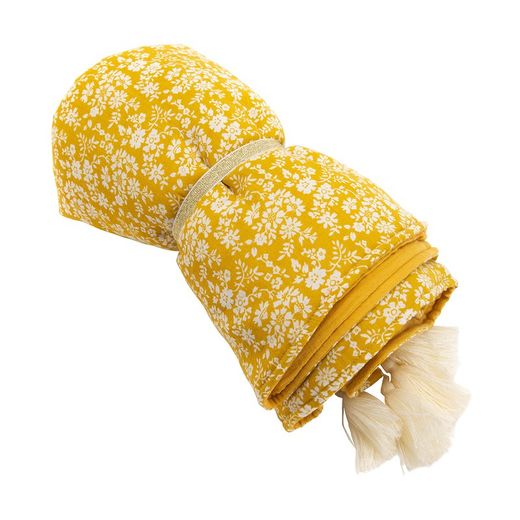 Senffarbenes Baumwollplaid, 60 x 0,5 x 100 cm | Blume