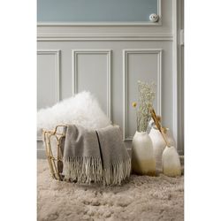 Wool and cashmere plaid in toasted beige, 190 x 130 cm | Carina