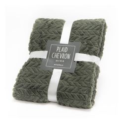 Plaid polyester kaki, 130 x 1 x 170 cm | Chevron