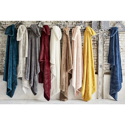 Cremefarbenes Polyester-Plaid, 170 x 0,01 x 240 cm | Luxus