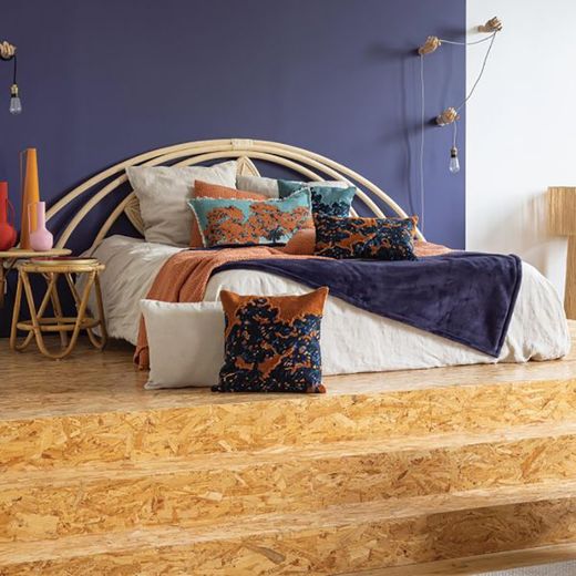 Polyester plaid in navy blue, 160 x 130 cm | Michka