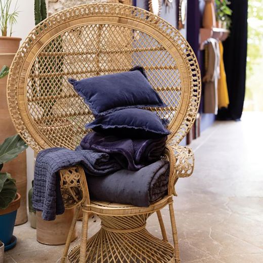 Polyester plaid in navy blue, 160 x 130 cm | Michka