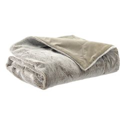 Polyester plaid in tan grey, 160 x 130 cm | Kinta