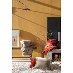 Polyester plaid in stone, 160 x 130 cm | Michka