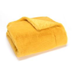 Senffarbenes Polyester-Plaid, 170 x 0,01 x 240 cm | Luxus