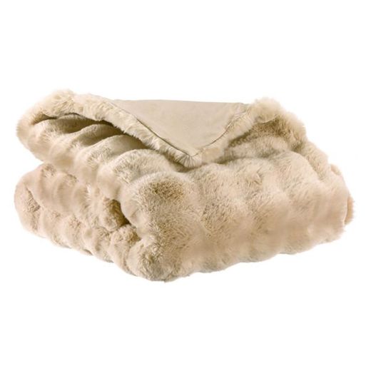 Plaid de poliéster reciclado en beige tostado, 160 x 130 cm | Berton