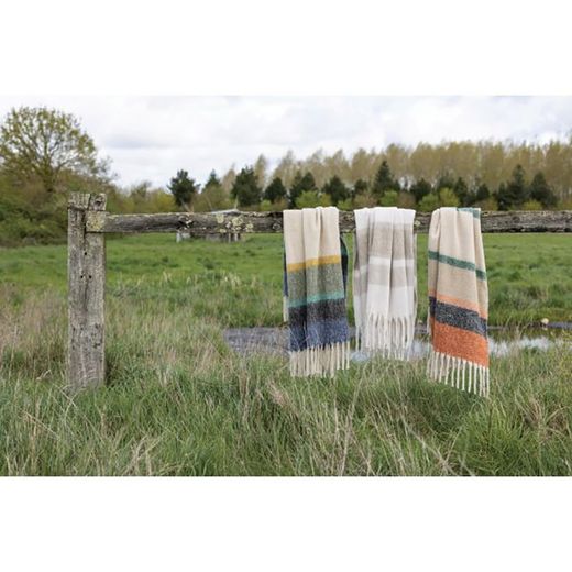 Plaid van gerecycled polyester in mos, 160 x 130 cm | Isabel