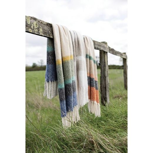 Plaid van gerecycled polyester in mos, 160 x 130 cm | Isabel