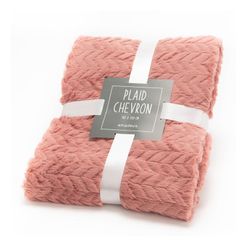 Lachsfarbenes Polyester-Plaid, 130 x 1 x 170 cm | Sparren