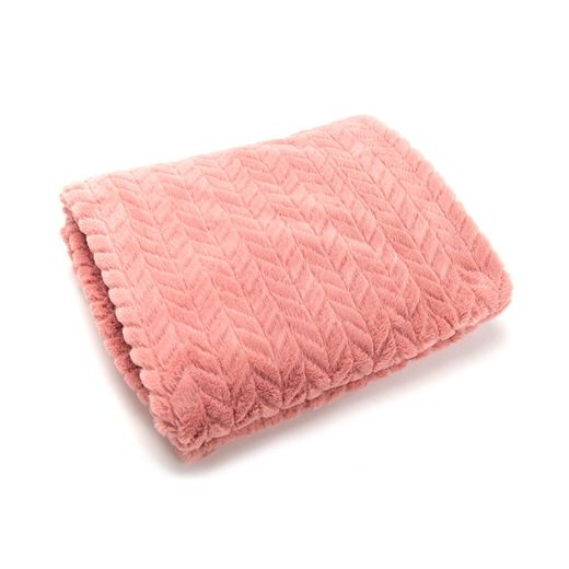 Lachsfarbenes Polyester-Plaid, 130 x 1 x 170 cm | Sparren