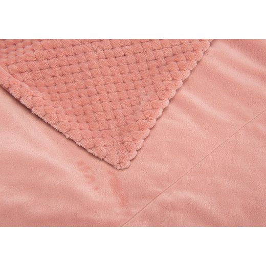 Salmon polyester plaid, 130 x 1 x 170 cm | damier