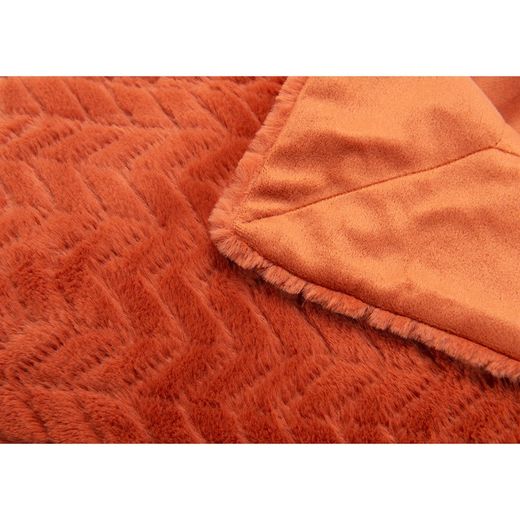 Plaid polyester terre cuite, 130 x 1 x 170 cm | Chevron