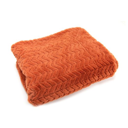 Plaid polyester terre cuite, 130 x 1 x 170 cm | Chevron