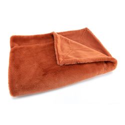 Terracotta polyester plaid, 130 x 1 x 170 cm | luxe