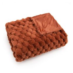 Terracotta polyester plaid, 76 x 2 x 42 cm | Diana