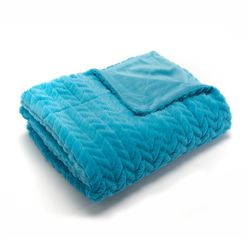 Turkoois polyester plaid, 130 x 1 x 170 cm | Chevron