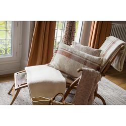 Recycled polyester and cotton jacquard plaid in beige and sienna, 160 x 130 cm | Jane