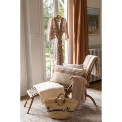 Recycled polyester and cotton mottled plaid in sienna, 160 x 130 cm | Jane