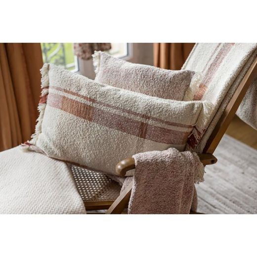 Recycled polyester and cotton mottled plaid in sienna, 160 x 130 cm | Jane