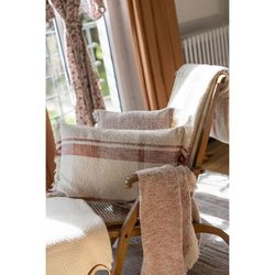 Recycled polyester and cotton mottled plaid in sienna, 160 x 130 cm | Jane