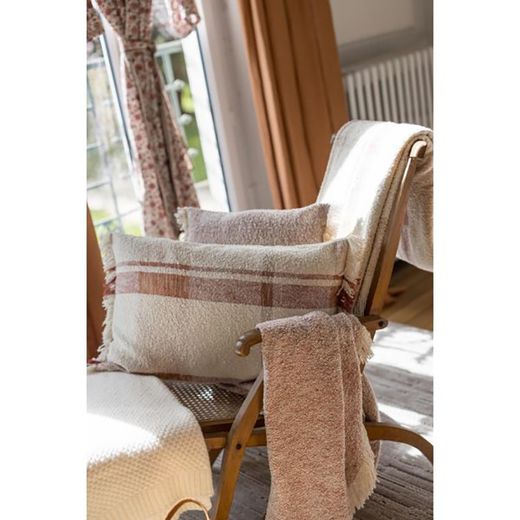 Recycled polyester and cotton mottled plaid in sienna, 160 x 130 cm | Jane