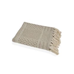 PLAID-Beige cotton sofa blanket, 125x150 cm