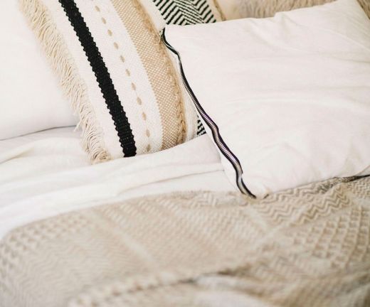 PLAID-Beige cotton sofa blanket, 125x150 cm