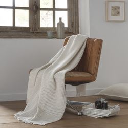 Veelzijdige plaid van gebroken witte stof | Lente 01