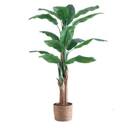 Künstliche PVC-Pflanze in Grün und Natur, 20 x 20 x 180 cm | Bananenbaum