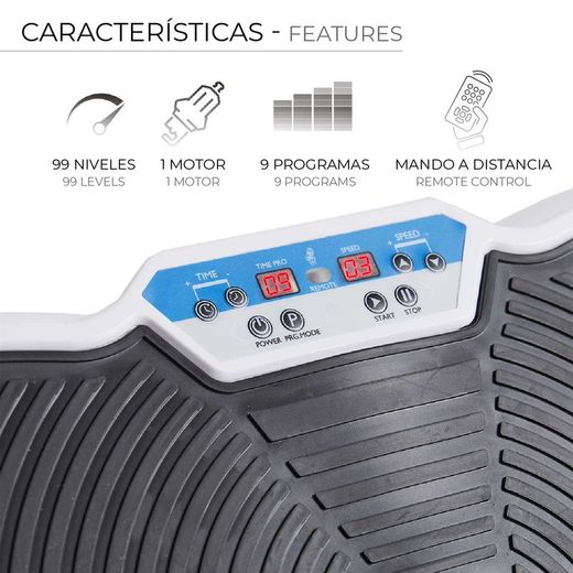 Plataforma vibratória com 10 programas, controle remoto e elásticos | Fitter TN001X
